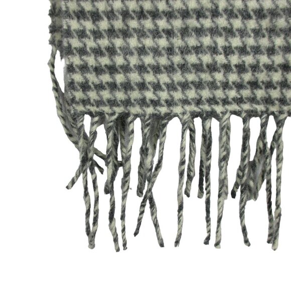 Glen Heath Houndstooth Scarf Camel Hair Gray White Scarf Unisex 52" x 11" - Picture 6 of 6